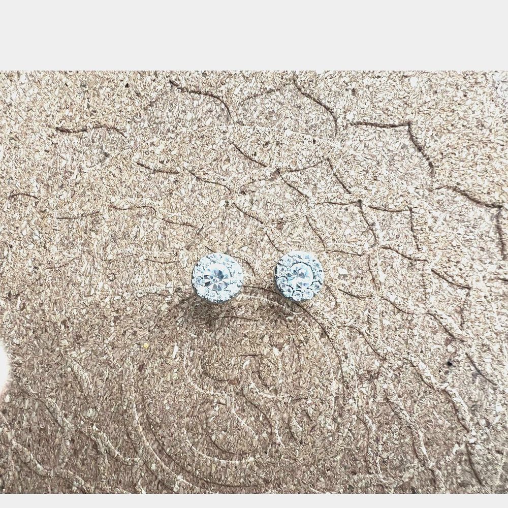 Sterling silver cluster rhinestone studs earrings